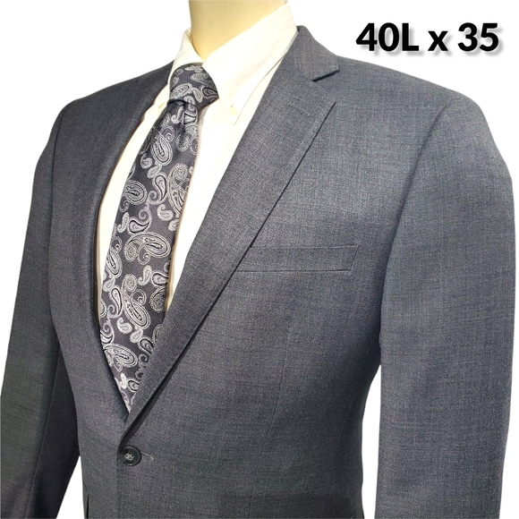 Calvin Klein Grey Wool Suit Men's 40 Long x 35 - Picture 2 of 8